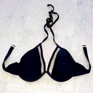 W Wire Curved Underwire Black Bikini Top Unknown Brand size small padded halter